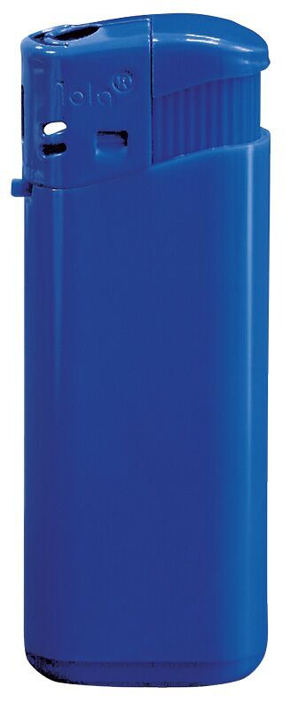 Nola 4 midi Elektronik Feuerzeug blau nachfüllbar Tank glänzend blau, Kappe blau, Drücker blau