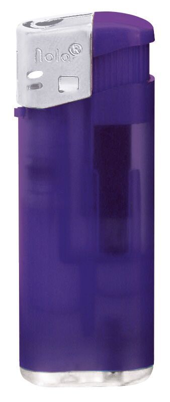 Nola 4 PIEZO lighter purple refillable body frosty purple, cap silver, pusher purple