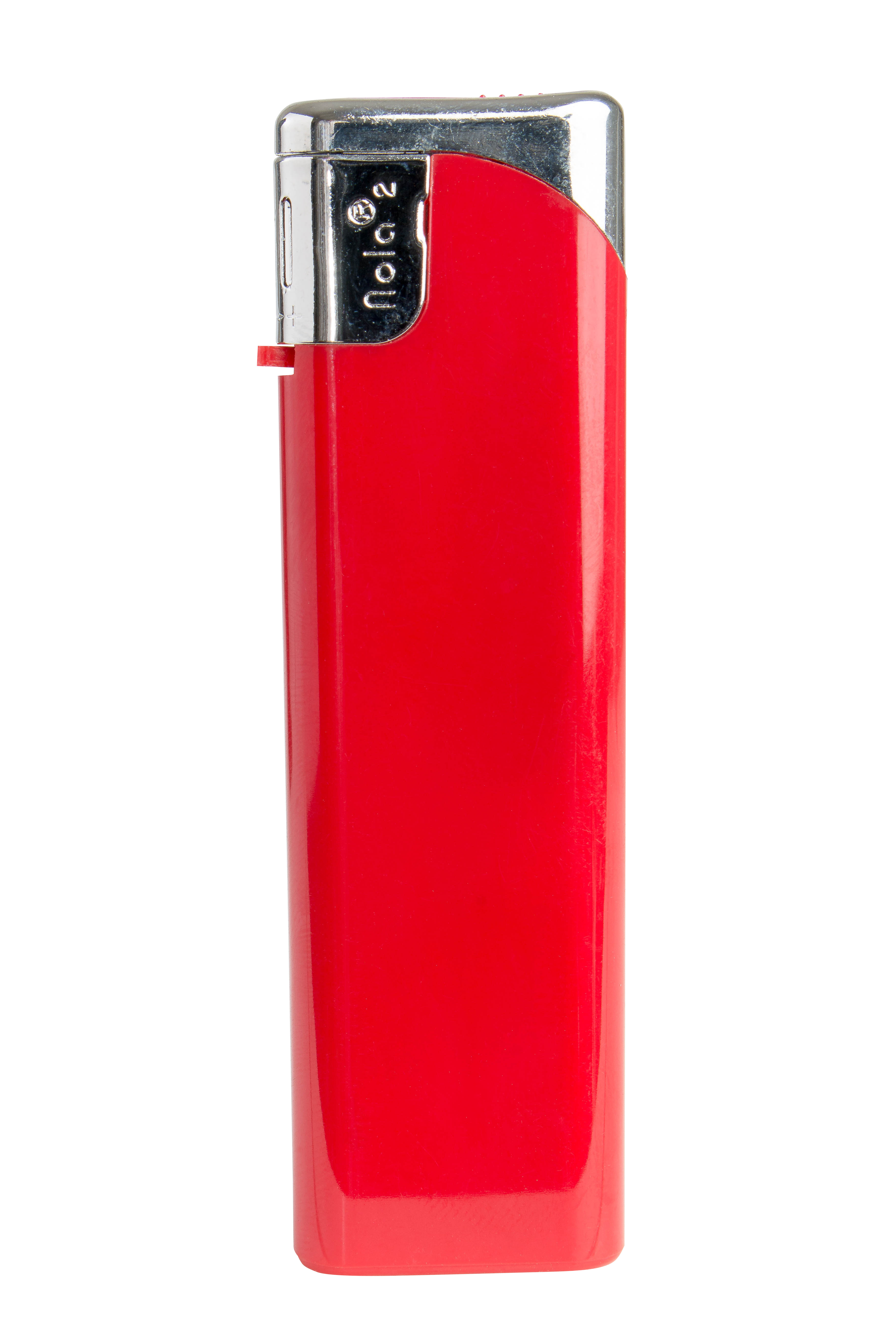 Nola 2 Elektronik Feuerzeug rot nachfüllbar Tank glänzend rot, Kappe chrome, Drücker rot