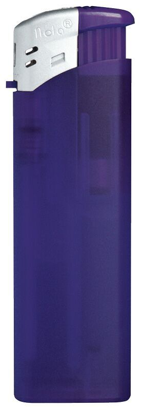 NOLA 9 lighter piezo, frosty purple refillable body frosty purple, cap silver, pusher purple