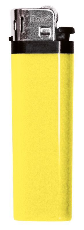 Nola 7 Reibradfeuerzeug gelb Einweg Tank glänzend gelb, Kappe chrome, Drücker schwarz