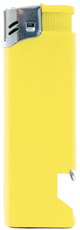 Nola 16 PIEZO lighter yellow refillable body shiny yellow, cap chrome, pusher yellow