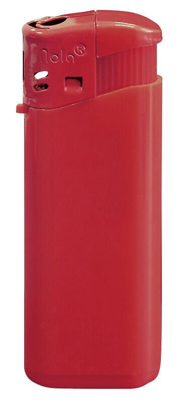Nola 4 midi Elektronik Feuerzeug rot nachfüllbar Tank glänzend rot, Kappe rot, Drücker rot